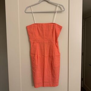 Theory Strapless Dress in Coral